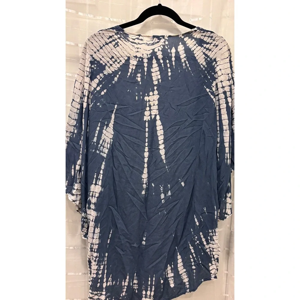 American Eagle Blue Tie Dye Kimono Cardigan‎ Wrap XS S Boho Shibori Open Front
